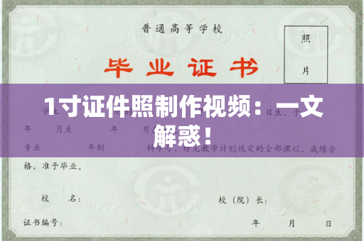 1寸证件照制作视频：一文解惑！